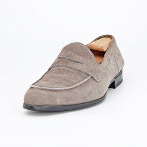 DOUCAL'S Men's Suede Leather Penny Loafers in Taupe: Size-Us 10 / EU 44